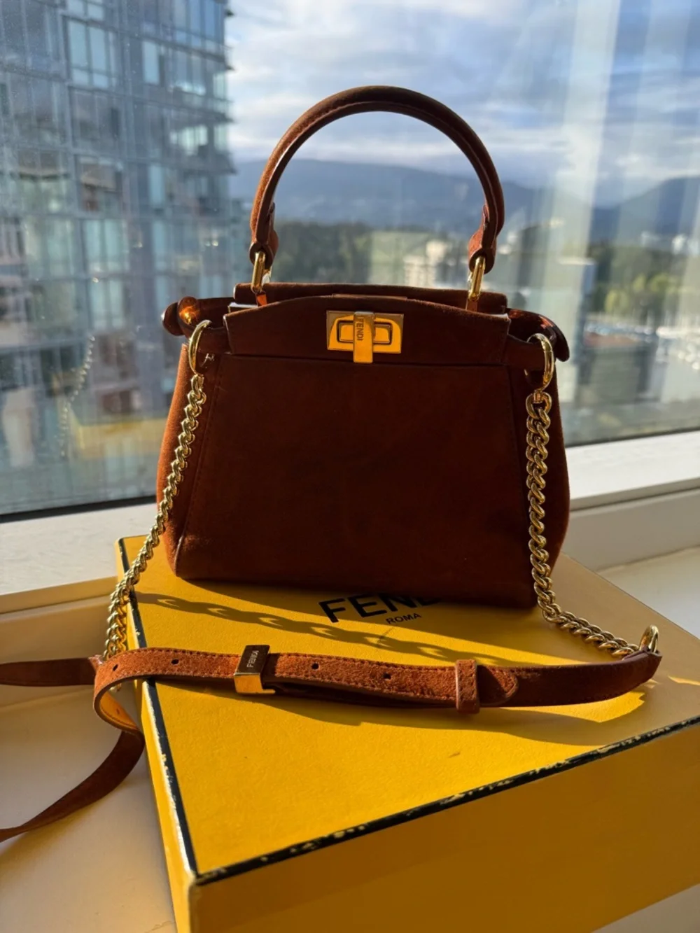 Authentic Fendi Peekaboo Suede Bag w Strap - Picture 1 of 11
